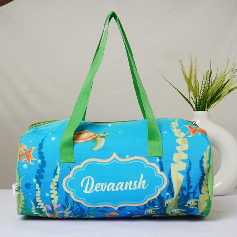 Personalized Fish Printed Kids Duffle Bag Gift Combo